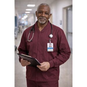 Landau Men's Scrub Jacket Premium 4-Pocket Maroon XXL & Unisex Pants SET NWT